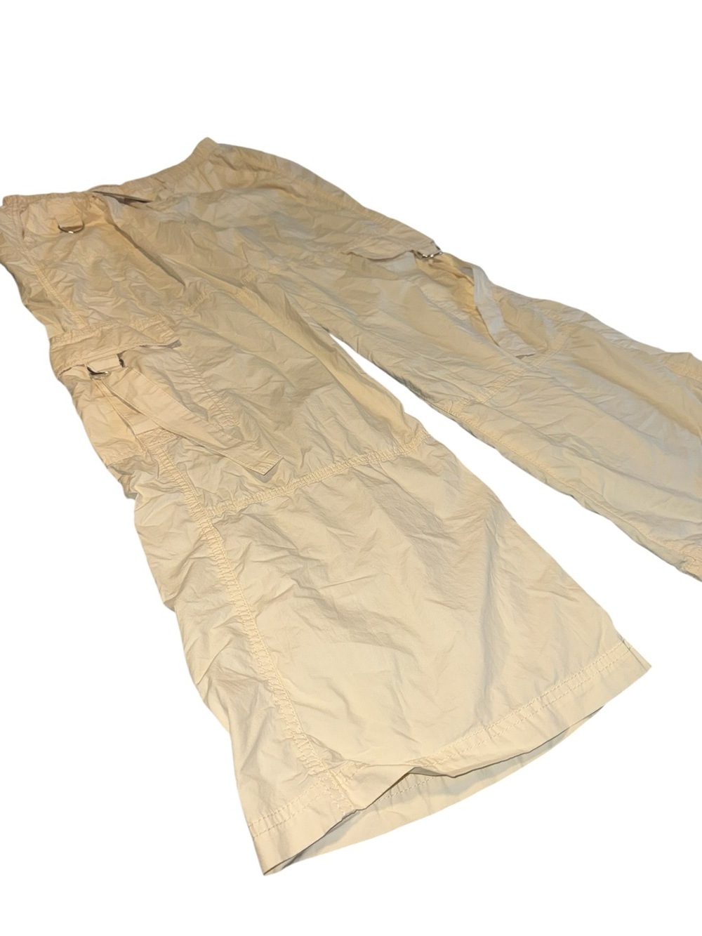 NWT Future Collective Off White Cargo Parachute Pants Medium